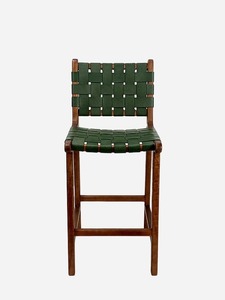 Premium Solid Teak Bar Chair with Woven <b>Leather</b> Seat Wooden Bar <b>Stool</b> for Restaurant Hotel and Cafe - Product Image 2