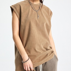 Débardeur en coton uni sans manches pour homme, taille plus, col rond, style décontracté tricoté - Product Image 4