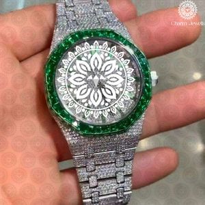Charm Jewells Luxury Stainless Steel <b>Watch</b> 38mm Analog Quartz Round Dial Green Gemstone Bezel Women's - Product Image 1