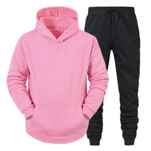 Men's Maroon Hooded Sweatshirt With Black Joggers Solid Color Casual Tracksuit Full Sleeve Drawstring Pants Autumn Wear - Product Image 4