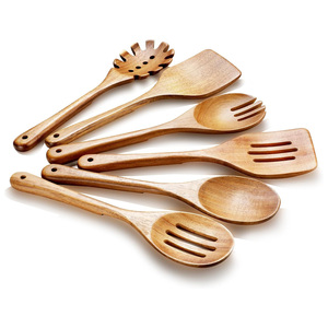 Juego de utensilios de cocina de madera natural más vendidos para utensilios de cocina antiadherentes, espátulas de madera al mejor precio - Product Image 6