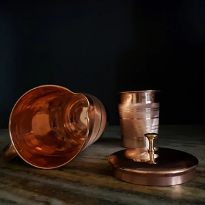 Carafe en cuivre durable 1,5 L avec couvercle et poignée métallique – Prix de gros, meilleure qualité, bienfaits ayurvédiques, camping, style américain - Product Image 2