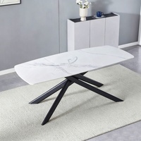 Table à manger extensible en céramique avec plateau en céramique et pieds en métal