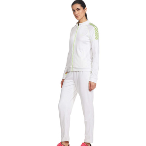 Women's White Lightweight Tracksuit Full <b>Zip</b> <b>Hooded</b> Sporty Geometric Pattern Breathable Polyester Sweatshirt Pants Set Spring - Product Image 3