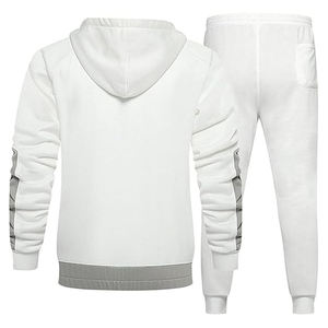 Unisex <b>White</b> Hooded Tracksuit Full Length Solid Color Casual <b>Jogger</b> Set Side Pockets Breathable Cotton Material Winter Wear - Product Image 6