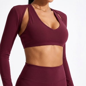 Conjunto de Yoga de 3 Piezas para Mujer, Alta Elasticidad, Cuello Redondo, Espalda Descubierta, Cierre con Cordón, Secado Rápido, Spandex/Nailon, Corte Ajustado, Logotipo Personalizado en la Parte Delantera - Product Image 4