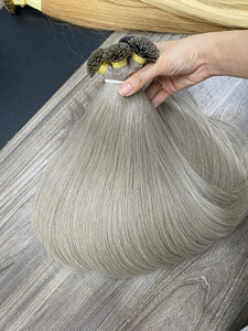 Extensions de cheveux humains à kératine pré-collée, double tirage, pointe plate mini, pointes K, personnalisées, couleur claire, pour salon de coiffure, vente en gros - Product Image 3