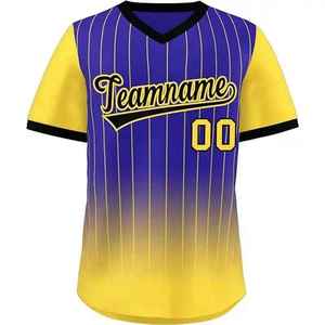 Maillot de baseball imprimé respirant et à séchage rapide de haute qualité, col en V, manches courtes, 100 % polyester, unisexe, antibactérien - Product Image 3