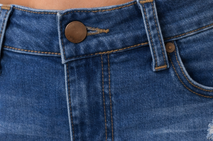 Shorts de mezclilla rasgados de cintura alta para mujer, transpirables, con bordado floral y borde con flecos, elásticos, lavados, pantalones cortos de verano. - Product Image 6