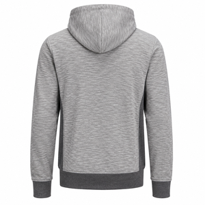 Sweat-shirt gris uni à capuche et fermeture éclair intégrale anti-boulochage pour homme SINEWY SPORTS, coupe classique, en polyester tricoté, vêtements de sport actifs pour l'hiver - Product Image 3