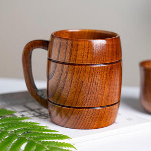 Mug à boire moderne en bois massif de haute qualité, réutilisable, écologique, pour café, thé, bière, durable, artisanal, pour les voyages - Product Image 1