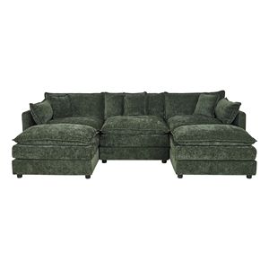 2187 Divano Chaise Longue Verde per 3 Persone con 2 Poggiapiedi - Product Image 1