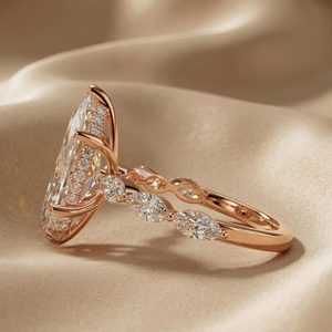 Special Design for Women Lab Grown Diamond Marquise Cut Gold Plated <b>Ring</b> IGI Certified VVS-VS Clarity <b>Indian</b> Manufacturer - Product Image 3