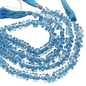 Cuentas Briolette con Forma de Gota de Pera Facetada de Topacio Azul Swizz Natural, Piedra Preciosa Natural de Calidad AAA para Joyería - Product Image 1