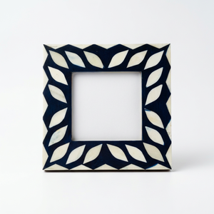Marco de Fotos Cuadrado de Madera con Incrustaciones de Hueso Azul y Blanco, Diseño de Hojas, Hecho a Mano, Personalizado, OEM, ODM, Decoración para el Hogar, DECORYUG - Product Image 1