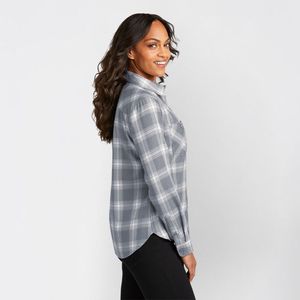 Chemise en flanelle 100 % coton pour femme, décontractée, respirante, à manches longues, col boutonné, couleur unie, coupe ample, style vintage, haute qualité, vente en gros - Product Image 2