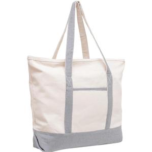 Femmes personnalisé imprimé grand coton toile sac fourre-tout manipulé Style fermeture éclair plage sac à main touristes sacs en toile - Product Image 2