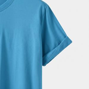 Camiseta Básica de Algodón Azul Premium 2026 para Hombre, Cuello Redondo, Manga Corta, Informal, de Alta Calidad para Verano - Product Image 4
