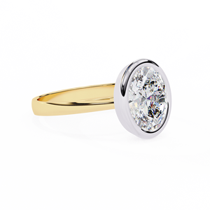 Bague de fiançailles en or 14 carats avec diamant ovale de 2,5 carats cultivé en laboratoire, sertie clos, rapport IGI, diamant VS DEF pour anniversaire de mariage - Product Image 3