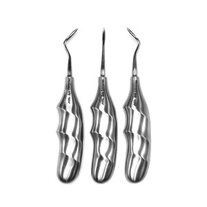 Ensemble de 3 élévateurs radiculaires, instruments chirurgicaux dentaires pour un élévage précis des racines et une extraction dentaire atraumatique, en acier inoxydable - Product Image 1