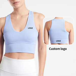 Sujetador deportivo acanalado reciclado para mujer, novedad con logotipo personalizado, Sujetador deportivo de alto impacto para entrenamiento, diseño de sujetador de yoga para entrenamiento - Product Image 1