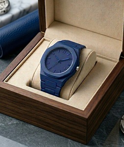 AHTE MANUEXPO LUXURY AURA BLUE <b>ARABIC</b> DIAL WOODEN MATERIAL SQUARE/RECTANGLE SHAPE ANALOG WRIST <b>WATCH</b>-For Men WD 11 - Product Image 1
