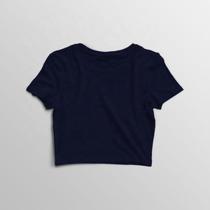 Camiseta recortada de media manga de algodón 100% para mujer, negra con estampado de logotipo personalizado y decoración calada - Product Image 3