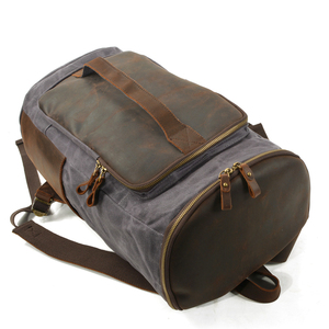 Vintage Gym <b>Backpack</b> With Leather Accents Zipper Closure Adjustable Straps <b>Water</b> <b>Resistant</b> Travel Bag 36-55L Unisex - Product Image 6