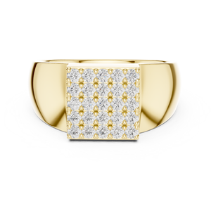 Bague signet carrée en or jaune avec diamants de laboratoire pour homme, bijoux de luxe pour mariage - Product Image 1
