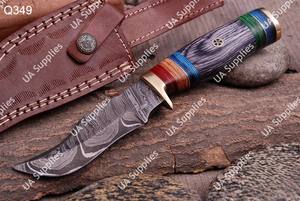 Cuchillo de Caza y Camping de Hoja Fija de Acero de Damasco Hecho a Mano Personalizado con Mango Ergonómico de Madera Pakka, Soporte OEM/ODM, Venta al por Mayor a Granel - Product Image 3