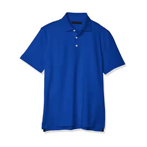 เสื้อโปโลแขนสั้นผู้ชาย สีน้ำเงิน ผ้าฝ้าย ทรงปกติ สีพื้น สไตล์ลำลอง ระบายอากาศได้ดี ผ้าทอแบบอ๊อกซ์ฟอร์ด - Product Image 1