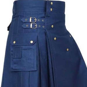 Kilt Utilitario de Algodón Azul Marino Escocés Hecho a Mano para Hombre, Venta al Por Mayor 2026 - Product Image 4
