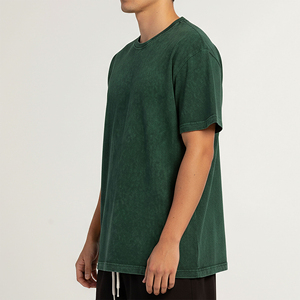T-shirt Homme Personnalisé OEM/ODM Noir Coupe Oversize Style Hip Hop Manches Classiques Tissu Jersey 100% Coton Lourd 180g Couleur Unie - Product Image 3