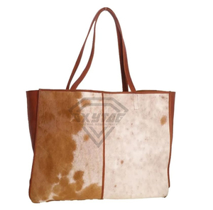 Bolso Tote de Cuero Vacuno Personalizado de Primera Calidad, Bolso de Hombro de Cuero Auténtico con Pelo, Fabricante Mayorista, Bolso Hecho a Mano - Product Image 3