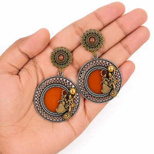ต่างหูขายส่งแบบโบราณชุบเงิน ต่างหูแบบติดหูประดับอัญมณีแบบดั้งเดิม พร้อมอะเกตสำหรับงานหมั้น จากโรงงานโดยตรง - Product Image 3