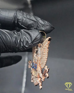 Colgante de Alta Gama con Nombre de Águila Personalizado, Letras con Piedras Azules, Diamantes Cultivados en Laboratorio VVS, en Plata de Ley 925, Joyería Hip Hop - Product Image 2