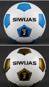 Balón de Fútbol Talla 2, Balón de Entrenamiento, Blanco, Azul, Blanco Dorado, para Prácticas Escolares y Partidos - Product Image 1