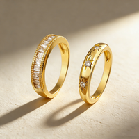 Bague QIKU en cuivre plaqué or vintage, motif cœur et étoile, petite, tendance, pas chère, empilable, décontractée, pour les vendeurs e-commerce