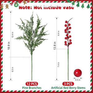 Steli di Cedro e Pino Norfolk Artificiali per Decorazioni Natalizie Festive per la Casa - Product Image 2