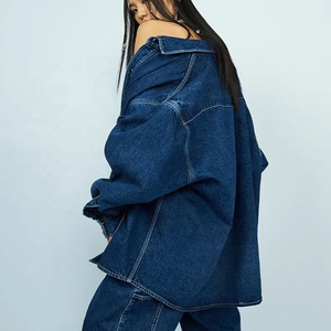 Fashion Trend Men's Denim Shirt - Streetwear Oversized Jean <b>Jacket</b> Shirt with Distressed Detail - Product Image 2