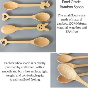 Juego de 5 Cucharas de Bambú de 6.3 Pulgadas, Utensilios Pequeños de Madera para Comer, para Té, Café, Helado, Miel, Cucharillas de Madera - Product Image 3