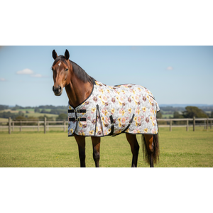 Couverture de cheval imperméable à imprimé floral avec cache-cou intégré, en maille respirante anti-transpiration, sangles croisées réglables, élégante - Product Image 2