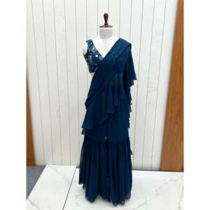 Designer Read-to-Wear Sharara Saree for <b>Weddings</b> and Parties - Product Image 1
