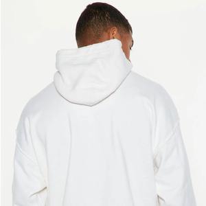 Sweat-shirt à capuche blanc pour homme, coupe ample, en molleton de coton, décontracté, avec poche avant, pour l'automne - Product Image 4