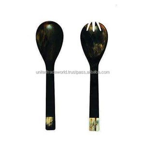 United Trade World Natural Buffalo Horn Serving Spoon & Fork Set <b>Silicone</b> Kitchenware for Home Decor & Fruit Serving Kitchen Use - Product Image 1