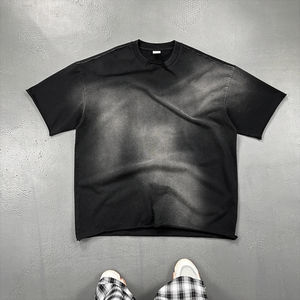 T-shirt court personnalisé coupe ample à manches courtes pour homme, style streetwear, effet vieilli et délavé à l'acide - Product Image 3