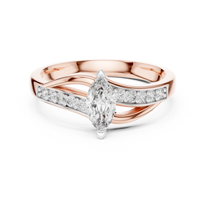 Anillo Clásico con Diamante Cultivado en Laboratorio, Corte Marquise, Oro Rosa de 18 Quilates, Bañado en Rodio, con Piedras Laterales Minimalistas, para Compromiso/Boda/Uso Diario - Product Image 1