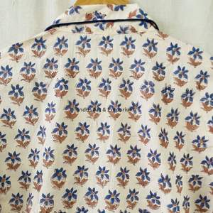 Nouvel arrivage : Ensemble de nuit en coton pour femme, magnifique pyjama indien imprimé à la main, 100 % coton - Product Image 5