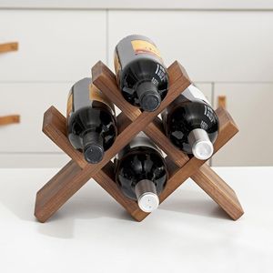 Wooden Wine Rack For Stylish Bottle Display <b>Kitchen</b> Countertop Dining <b>Table</b> And Modern Home Bar Decor - Product Image 5