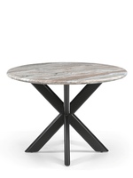 Table à manger ronde avec plateau en marbre et pieds pliants